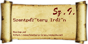 Szentpétery Irén névjegykártya