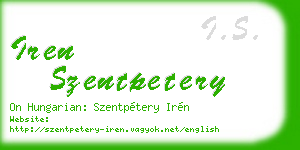 iren szentpetery business card