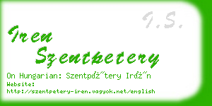 iren szentpetery business card